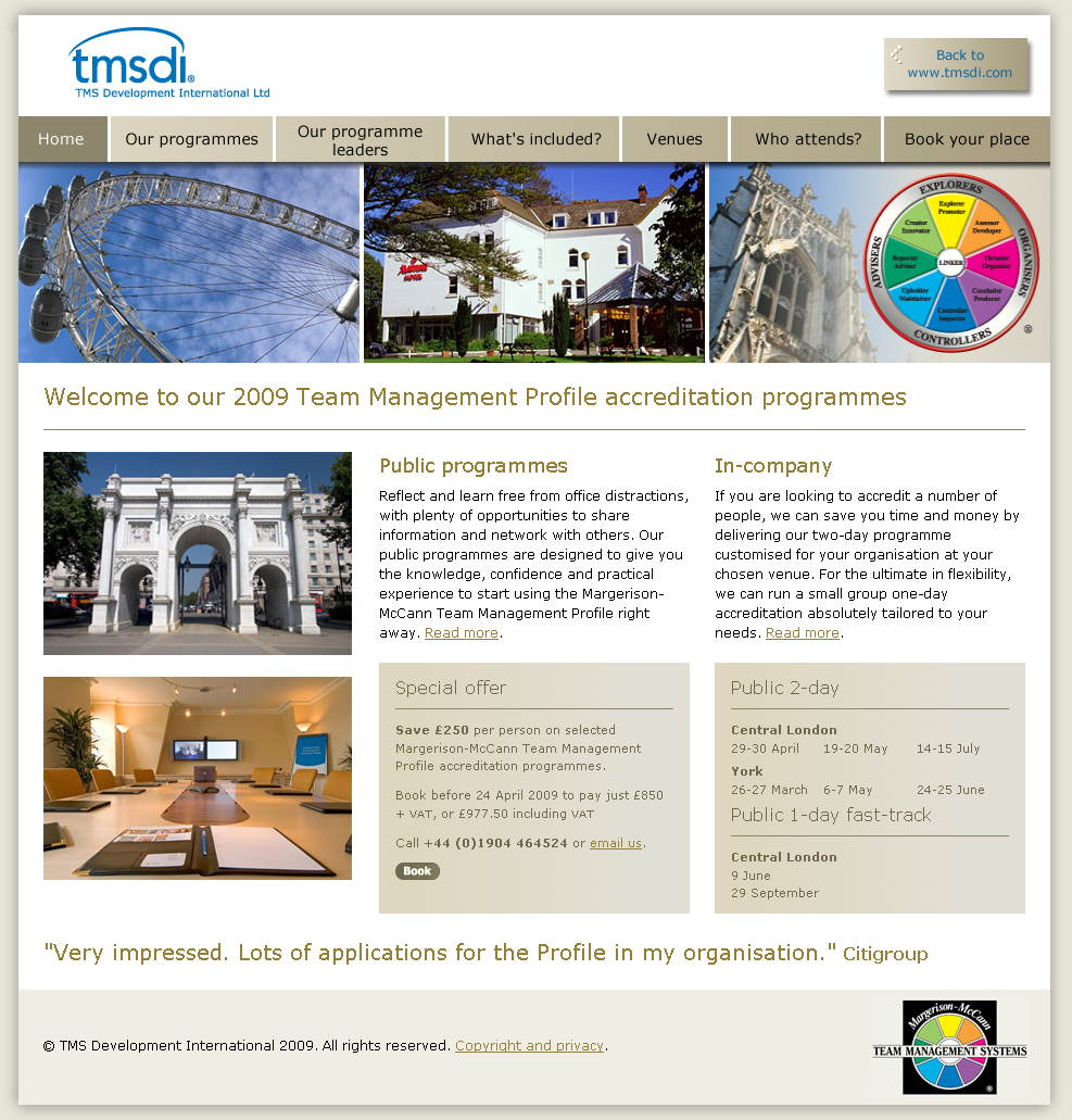 TMSDI Team Management Accreditation Screenshot